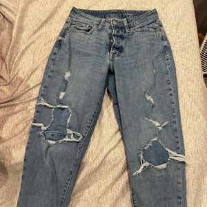 Ripped high rise mom jeans
